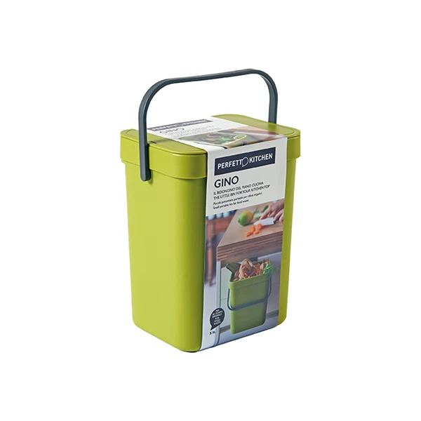 PERFETTO - 29100 - Pattumiera Gino - per rifiuti organici - 5 L - verde - Perfetto - 91833 - Conf. da 1 Pz.