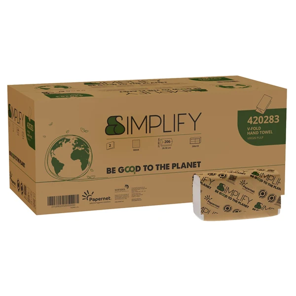PAPERNET - 421822 - Asciugamani piegati a V Simplify - 21 x 20,3 cm - goffratura a onda - 16,5 gr - bianco - Papernet - conf. 206 pezzi - 100619 - Conf. da 20 Pz.