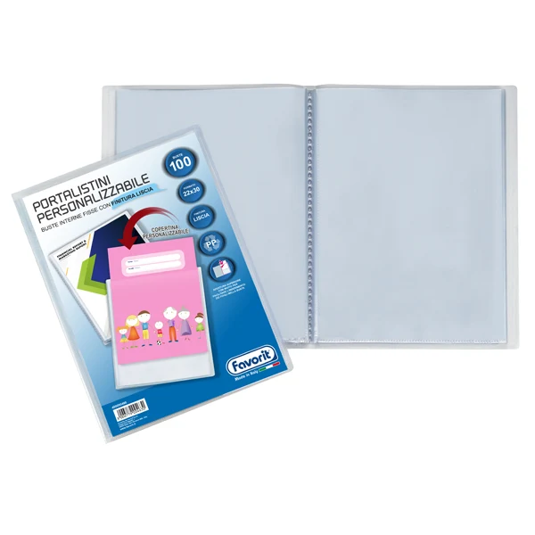 FAVORIT - 400090488 - Portalistini personalizzabile Premium - liscio - 22x30 cm - 100 buste - trasparente - Favorit - 80549 - Conf. da 1 Pz.
