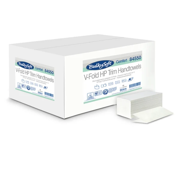 BulkySoft - 84550 - Asciugamani piegati a V Comfort - 2 veli - goffratura micro - 17 gr - 21x21 cm - bianco - BulkySoft - conf. 210 pezzi - 82482 - Conf. da 15 Pz.
