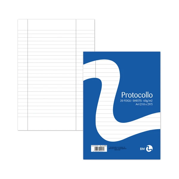 BM - 0100257 - Foglio protocollo - A4 - uso bollo - 60 gr - BM - conf. 20 pezzi - 71065 - Conf. da 1 Pz.