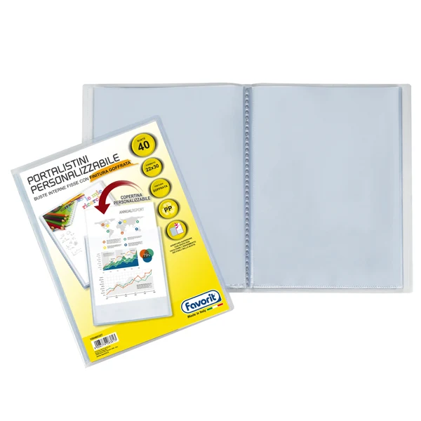 FAVORIT - 100460327 - Portalistini personalizzabile Sviluppo - buccia - 22x30 cm - 40 buste - trasparente - Favorit - 37620 - Conf. da 1 Pz.