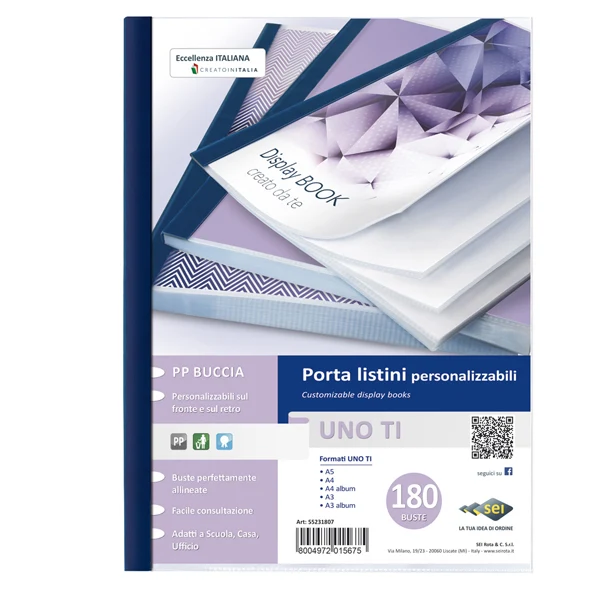 SEI ROTA - 55231807 - Portalistini personalizzabile Uno TI - 22x30 cm - 180 buste - blu - Sei Rota - 45729 - Conf. da 1 Pz.