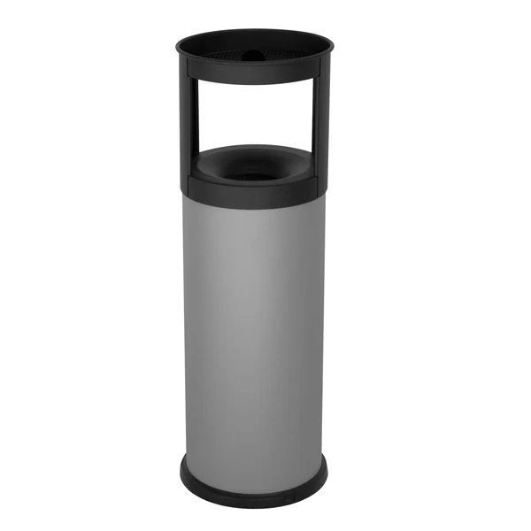 STILCASA - 572-G - Gettacarte autoestinguente con posacenere - 25 L - diametro 25 cm - H 80 cm - acciaio - grigio - Stilcasa - 100478 - Conf. da 1 Pz.