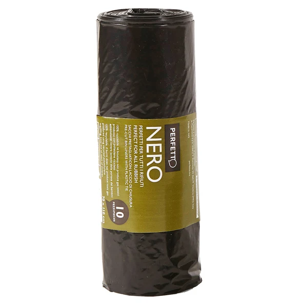 PERFETTO - 0360 - Sacchi per rifiuti Classic - 70 x 110 cm - 116 L - 20 micron - nero - Perfetto - rotolo da 10 sacchetti - 74180 - Conf. da 1 Pz.