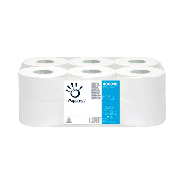 PAPERNET - 400918 - Carta igienica Mini Jumbo - 2 veli - 16,5 gr - diametro 19,5 cm - 9,5 cm x 152 m - Papernet - 101800 - Conf. da 12 Pz.