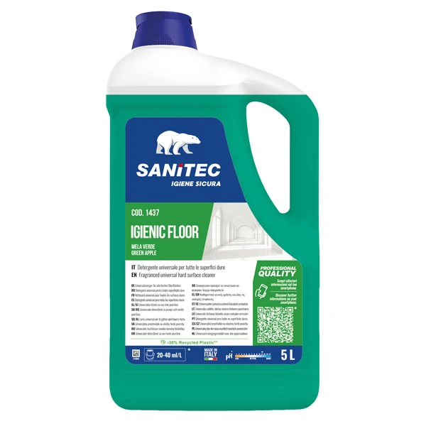 Sanitec - 1437 - Detergente pavimento Igienic Floor - 5 L - mela verde - Sanitec - 94897 - Conf. da 1 Pz.