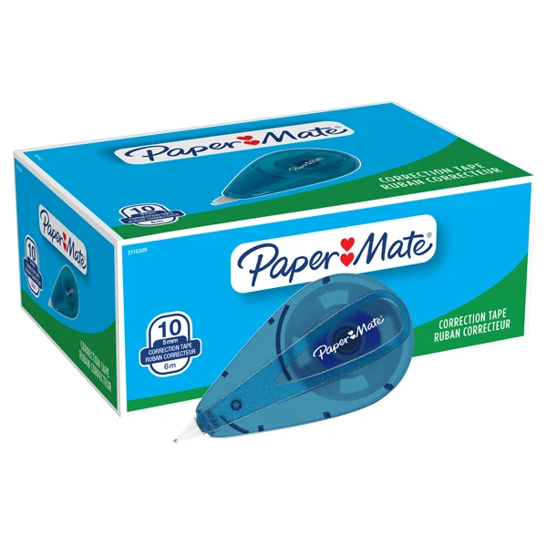 PAPERMATE - 2115309 - Correttore a nastro E-Line mini - 5 mm x 6 m - Papermate - 101371 - Conf. da 10 Pz.