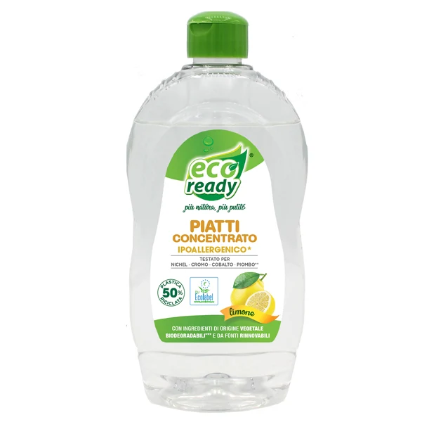 Eco Ready - 160607006399 - Detersivo piatti - concentrato - ipoallergenico - limone - 0,50 lt - Eco Ready - 94902 - Conf. da 1 Pz.