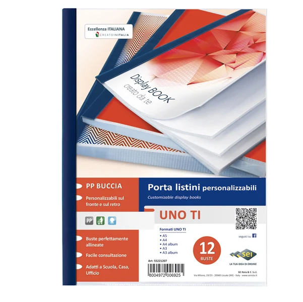 SEI ROTA - 55221207 - Portalistini personalizzabile Uno TI - 22 x 30 cm - 12 buste - blu - Sei Rota - 25881 - Conf. da 1 Pz.