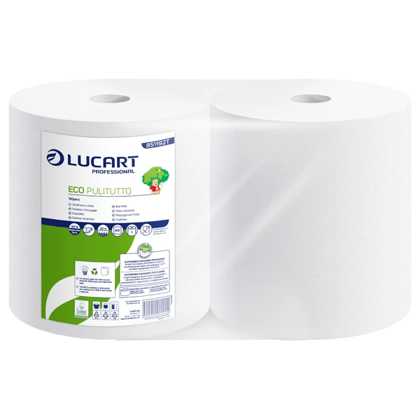 Lucart - 851192T - Bobina asciugatutto Eco Pulitutto - microgoffrata - 2 veli - diametro 24,5 cm - 23,5 cm x 212 m - 18,5 gr - bianco - Lucart - 103626 - Conf. da 2 Pz.