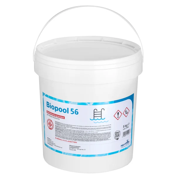 NETTUNO - 01246 - Disinfettante granulare per acque di piscine Biopool 56 in secchio - 5 Kg - Nettuno - 103622 - Conf. da 1 Pz.