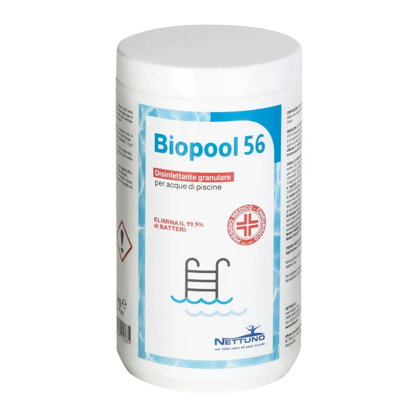 NETTUNO - 01237 - Disinfettante granulare per acque di piscine Biopool 56 in barattolo - 1 Kg - Nettuno - 103621 - Conf. da 1 Pz.