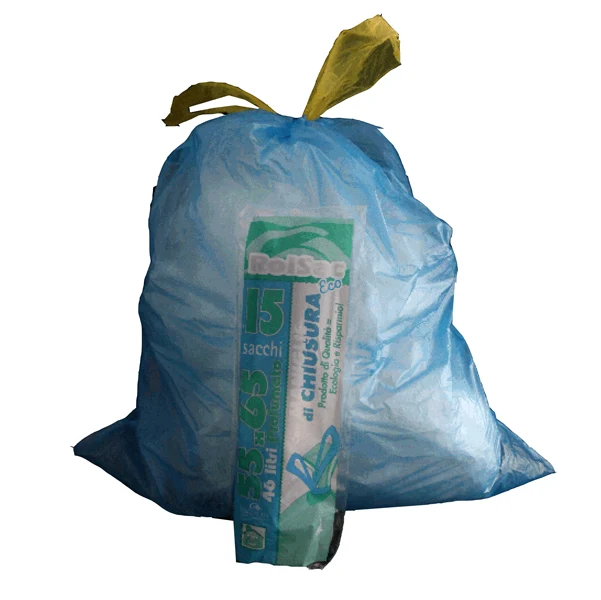 Rolsac - 10191 - Sacchi - 55 x 65 cm - 44 L - 16 micron - con maniglie - MDPE-HDPE - azzurro - Rolsac - conf. 15 pezzi - 89605 - Conf. da 1 Pz.