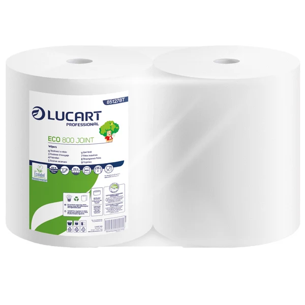 Lucart - 851278T - Bobina asciugatutto Eco 800 Joint - 2 veli - 18,5 gr - diametro 26,5 cm - 23,5 cm x 312 m - microgoffrata - bianco - Lucart - 103627 - Conf. da 2 Pz.