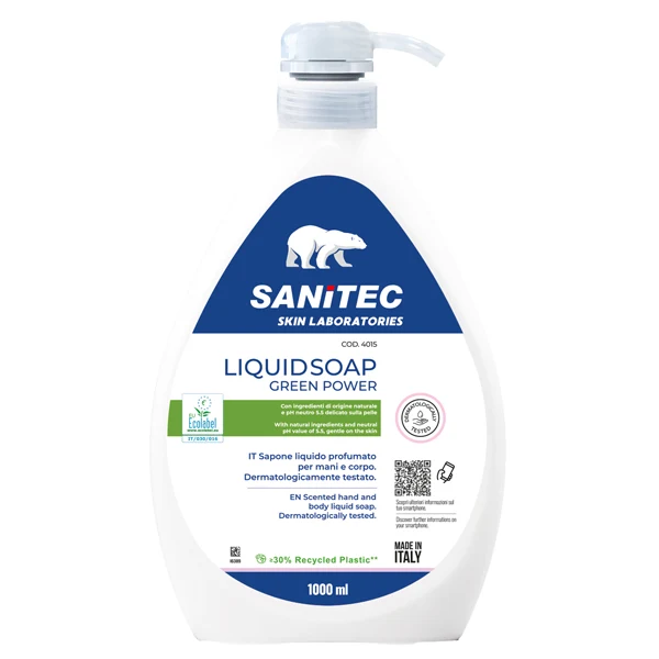 Sanitec - 4015 - Sapone liquido Green Power - dispenser 1 L - floreale - Sanitec - 103432 - Conf. da 1 Pz.