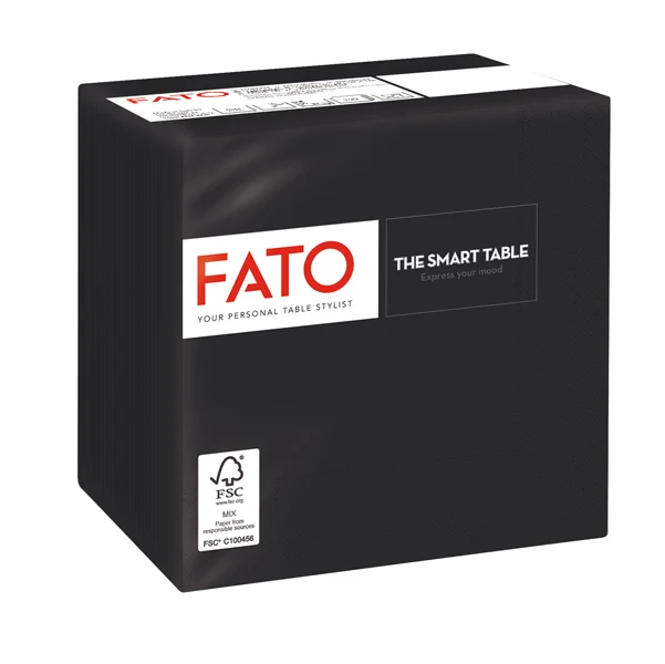 FATO - 82219003 - Tovagliolo - carta - 24 x 24 cm - 2 veli - nero - Fato - conf. 100 pezzi - 91340 - Conf. da 1 Pz.