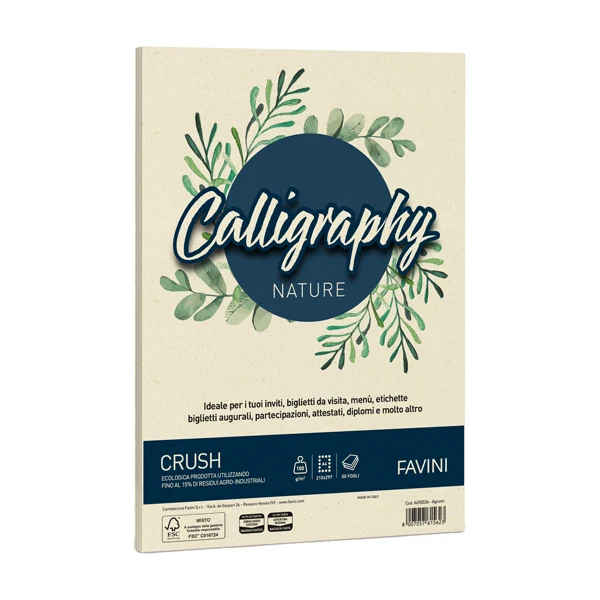 FAVINI - A69Q534 - Carta Calligraphy Nature Crush - A4 - 100 gr - giallo agrumi - Favini - conf. 50 fogli - 79784 - Conf. da 1 Pz.