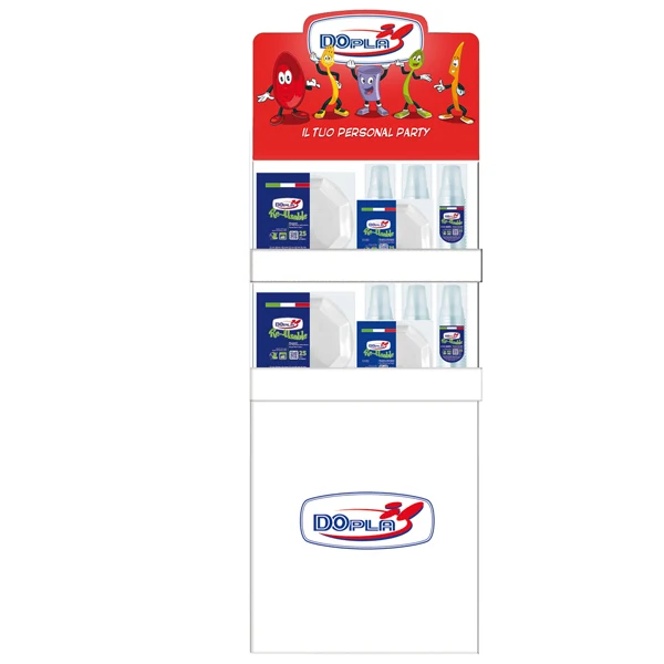 DOPLA - 36452 - Espositore da terra Mini con piatti e bicchieri Reuse - bianco - Dopla - 102534 - Conf. da 1 Pz.