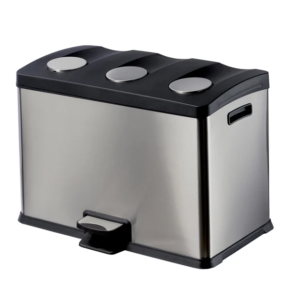 Medial - 106500 - Pattumiera a pedale Multiflux - 59,3x38,2x43 cm - 3 secchi da 12 L ciascuno - inox - Medial - 67557 - Conf. da 1 Pz.
