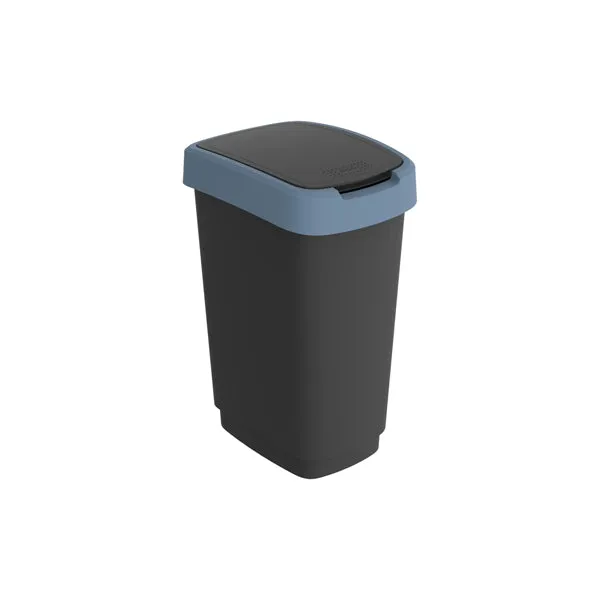 ROTHO - F600310 - Pattumiera con coperchio basculante - 25 L - 33,3 x 25,2 x 47,6 cm - PPL - nero-blu - Rotho - 97444 - Conf. da 1 Pz.