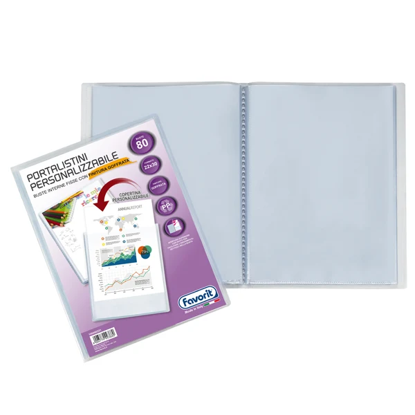 FAVORIT - 100460331 - Portalistini personalizzabile Sviluppo - buccia - 22x30 cm - 80 buste - trasparente - Favorit - 53959 - Conf. da 1 Pz.