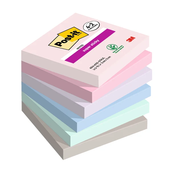 POST-IT - 7100259203 - Blocco foglietti Post-it Super Sticky Soulful - 76 x 76 mm - 90 fogli - Post-it - conf. 6 blocchi - 98957 - Conf. da 1 Pz.