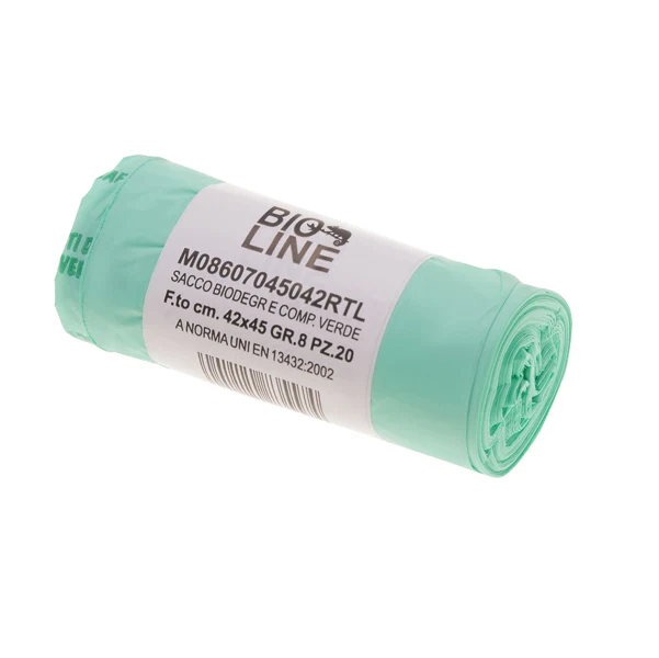 No Brand - H1O008R - Sacchi bio - 42x45 cm - 10 L - 16 micron - verde - conf. 20 pezzi - 91324 - Conf. da 1 Pz.