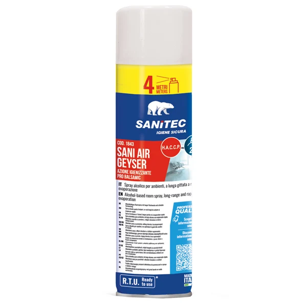 Sanitec - 1843 - Spray alcolico igienizzante - per ambienti - Sani Air Geyser - 500 ml - Sanitec - 94495 - Conf. da 1 Pz.