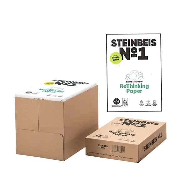STEINBEIS - 6831DROP - Carta bianca STEINBEIS N.1 - A4 - 80 gr - risma da 500 fogli – 100% riciclata - ordine drop max 25 risme - 71479D - Conf. da 5 Pz.