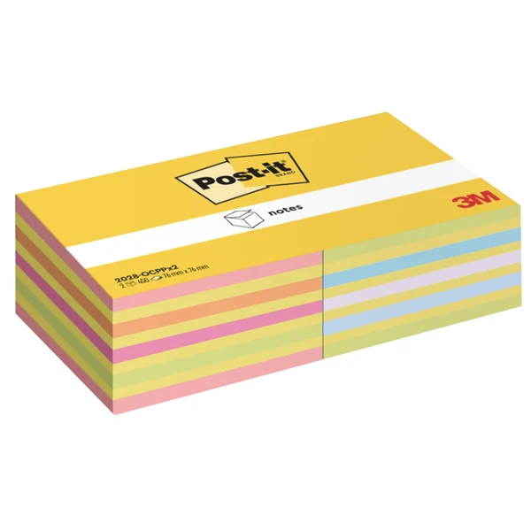 POST-IT - 7100321423 - Blocco foglietti Post-it Cubo - 2028-0CPPX2 - 76 x 76 mm - colori assortiti neon-pastel - 450 fogli - Post-it - conf. 2 blocchi - 101851 - Conf. da 1 Pz.