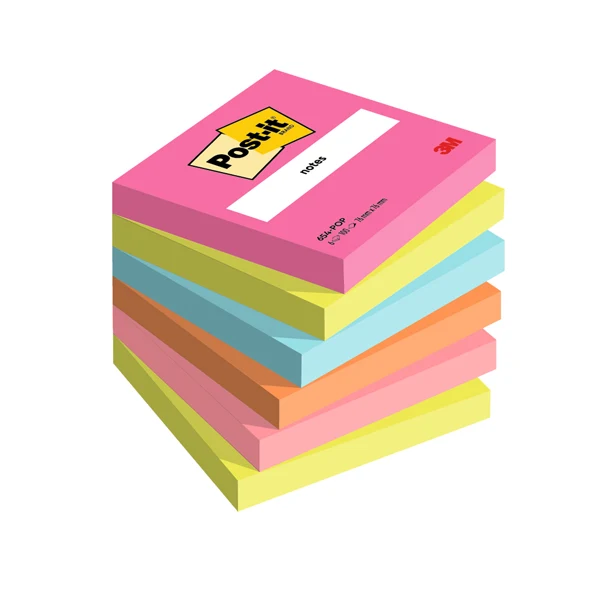 POST-IT - 7100259210 - Blocco Post-it - 654-POP - 76 x 76 mm - 100 fogli - colori Popmistic - Post-it - conf. 6 pezzi - 101849 - Conf. da 1 Pz.
