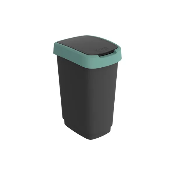 ROTHO - F600312 - Pattumiera con coperchio basculante - 25 L - 33,3 x 25,2 x 47,6 cm - PPL - nero-verde scuro - Rotho - 97443 - Conf. da 1 Pz.