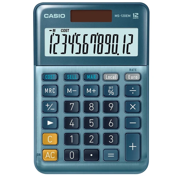 CASIO - MS-120EM-W-EP - Calcolatrice da tavolo MS-120EM - 12 cifre - blu - Casio - 47526 - Conf. da 1 Pz.