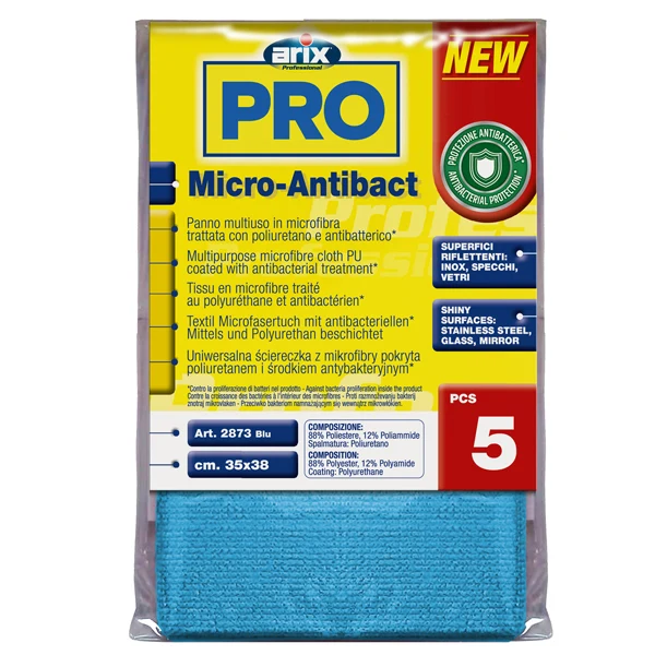 Arix - 3 2873 - Panno multiuso Micro-Antibact - 35 x 38 cm - blu - Arix - conf. 5 pezzi - 103531 - Conf. da 1 Pz.