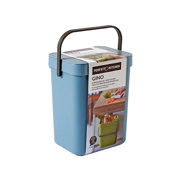 PERFETTO - 29101 - Pattumiera Gino - per rifiuti organici - 5 L - azzurro - Perfetto - 91834 - Conf. da 1 Pz.