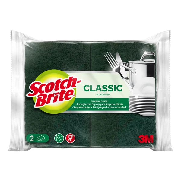 SCOTCH-BRITE - 7100309867 - Spugna Classic - 14,2x2,4x11,5 cm - giallo-verde - Scotch-Brite - conf. 2 pezzi - 53757 - Conf. da 1 Pz.