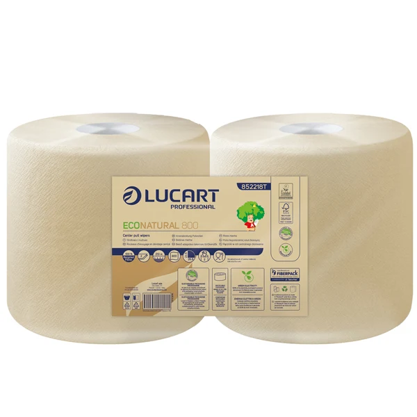 Lucart - 852218T - Bobina asciugatutto EcoNatural - 2 veli - 800 strappi - 213 m – avana - Lucart - 102886 - Conf. da 2 Pz.