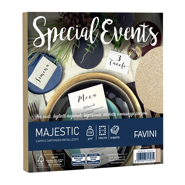FAVINI - A57N118 - Busta Special Events - 170 x 170 mm - 120 gr - sabbia - Favini - conf. 10 buste - 100446 - Conf. da 1 Pz.
