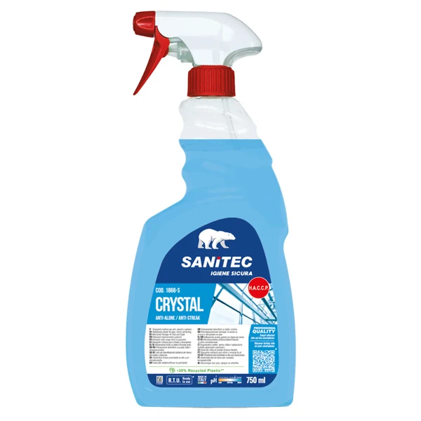 Sanitec - 1866-S - Detergente multiuso Crystal Vetri - antialone - 750 ml - Sanitec - 99580 - Conf. da 1 Pz.