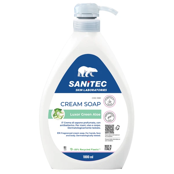 Sanitec - 1080 - Crema di sapone Luxor Green - dispenser 1 L - aloe verde - Sanitec - 94259 - Conf. da 1 Pz.
