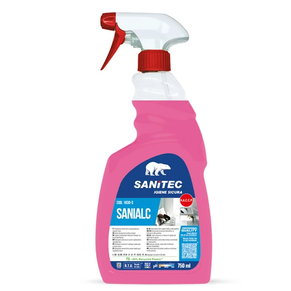 Sanitec - 1830-S - Detergente multisuperficie Sanialc - trigger 750 ml - alcolico - Sanitec - 90878 - Conf. da 1 Pz.