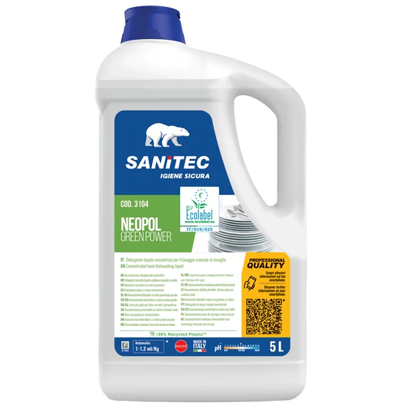 Sanitec - 3104 - Detergente piatti Green Power - tanica 5 L - Sanitec - 82778 - Conf. da 1 Pz.