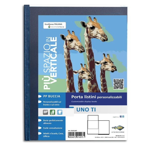 SEI ROTA - 55351207 - Portalistini personalizzabile Uno TI - 35x50 cm - 12 buste - blu - Sei Rota - 40231 - Conf. da 1 Pz.