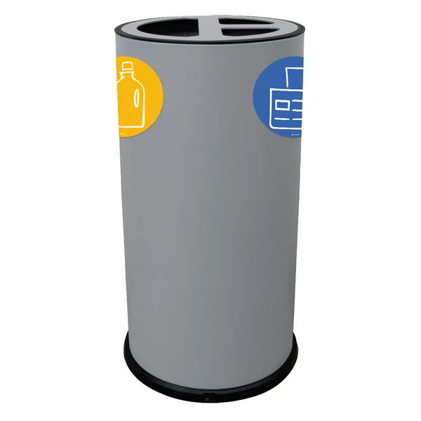 STILCASA - 873-G - Contenitore tondo per raccolta differenziata - 3 scomparti - 70 L - grigio - Stilcasa - 102088 - Conf. da 1 Pz.