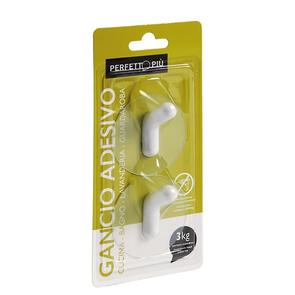 PERFETTO - 16952 - Gancio adesivo - mod.R - Perfetto - conf. 2 pezzi - 99845 - Conf. da 1 Pz.