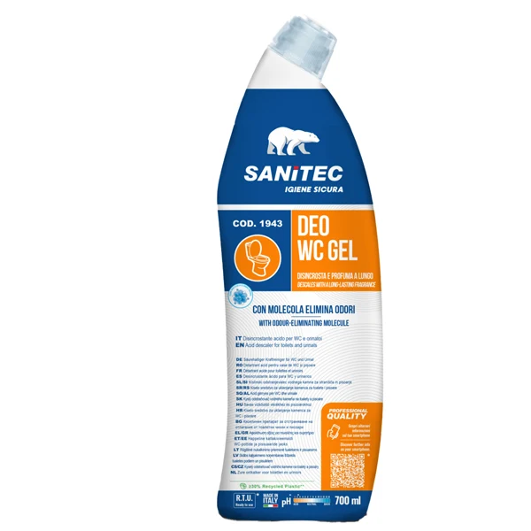 Sanitec - 1943 - Detergente disincrostante Deo Wc Gel - eliminaodori - 700 ml - pino - Sanitec - 99584 - Conf. da 1 Pz.