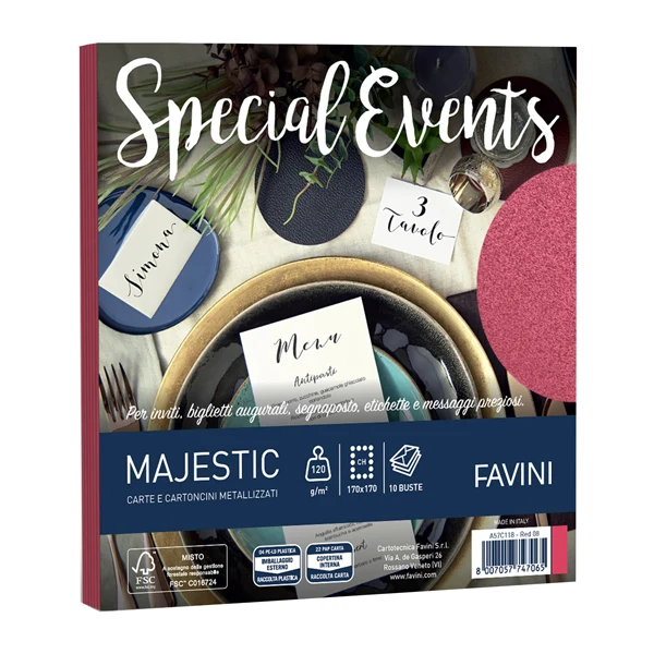 FAVINI - A57C118 - Busta Special Events - 170 x 170 mm - 120 gr - rosso - Favini - conf. 10 buste - 100445 - Conf. da 1 Pz.