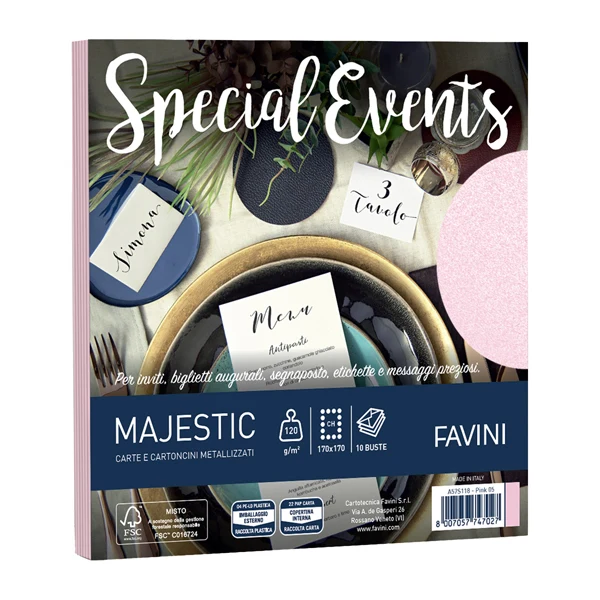 FAVINI - A57S118 - Busta Special Events - 170 x 170 mm - 120 gr - rosa - Favini - conf. 10 buste - 100441 - Conf. da 1 Pz.