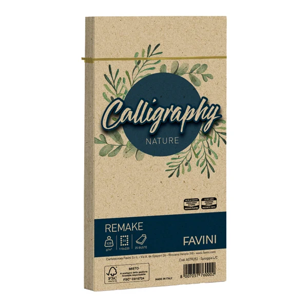 FAVINI - A57R253 - Busta Calligraphy Remake - 110 x 220 mm - 120 gr - spiaggia - Favini - conf. 25 pezzi - 100422 - Conf. da 1 Pz.